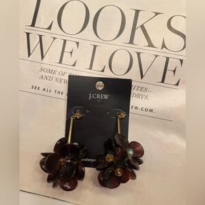 J. Crew Dark Tortoise Brown Floral Earrings